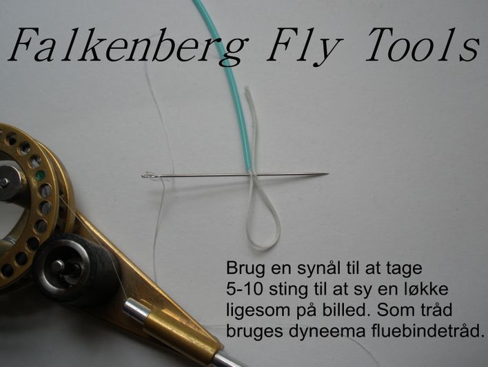 Use a needle to take 5-10 stitches to form a loop like on the picture. The thread for this is Dyneema.